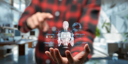 Artificial Intelligence, Ai technology, using technology smart robot AI, artificial intelligence by enter command prompt for generates something, Chat with AI, Futuristic technology transformation.の写真素材