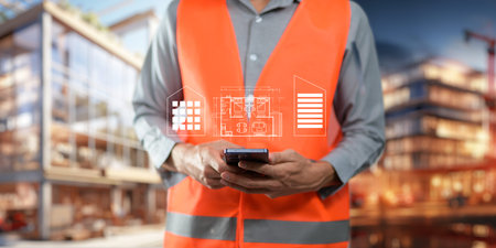 An engineer is inspecting the design and construction of houses and buildings, a builder is looking...