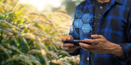 Smart Farm UI hologram system control, maintenance, displaying growth information Nutrients,...
