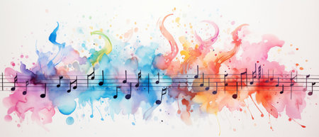 Music sounds, musical instruments, notes, Generative AIの素材