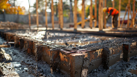 Foundation being poured at a construction site Generative AIの素材
