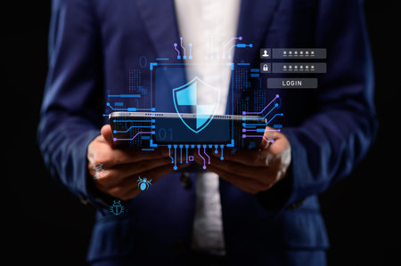 Hologram icon. System concept. Security. via online network