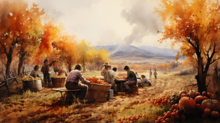 Thanksgiving and the Harvest Feast 23 November Generative AIの素材