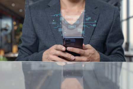 Access your account securely by logging in as a system memberの写真素材
