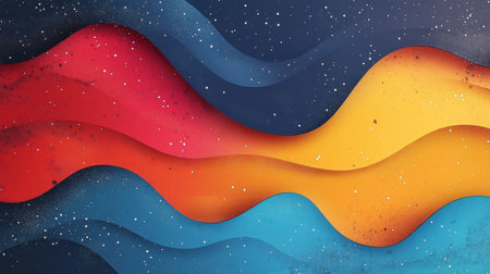 This vibrant abstract design features smooth flowing waves in striking colors, ideal for backgrounds or digital projects, adding a modern touch to any visual element.の写真素材