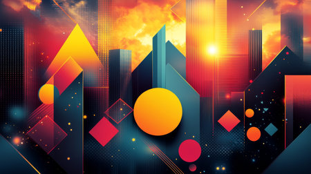 Explore this captivating abstract vector illustration featuring dynamic geometric shapes and a vibrant color palette, perfect for modern design projects.の写真素材