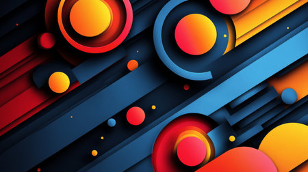 Vibrant abstract vector illustration featuring colorful circles and dynamic shapes. Perfect for backgrounds, graphics, and modern design projects.の写真素材