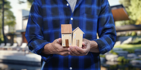 Explore the essential concepts of buying, selling, and renting houses. This image represents the intricate balance of real estate decisions for potential homeowners.の写真素材