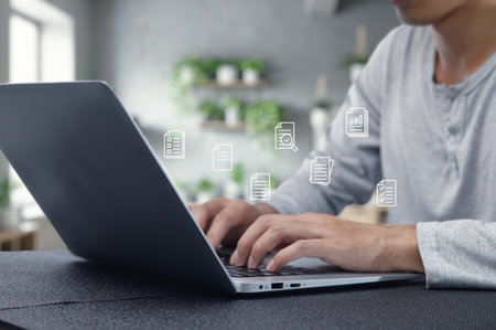 Explore the rising trend of individuals using digital documents in modern workspaces, highlighting the efficiency and convenience offered by technology in daily tasks.の写真素材
