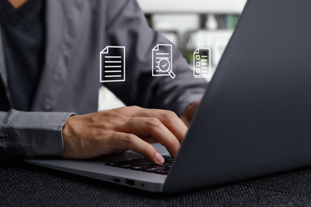 Modern business trends show individuals increasingly choosing digital documents over traditional paper. This efficient transition highlights technology enhancing workflow and productivity.の写真素材