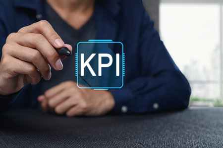 Explore the significance of key performance indicators (KPI) in business analysis. This image illustrates the focus on metrics and evaluation strategies for growth.の写真素材