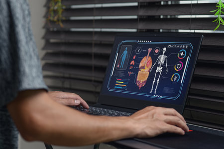 Explore the digital landscape of human anatomy with a focus on body organs. This interactive learning experience enhances knowledge through engaging visuals and technology.の写真素材