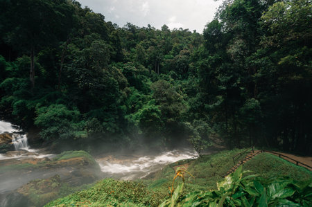 Discover a stunning Wachiratharn Waterfall nestled amidst the lush greenery of Chiang Mai, Thailand....