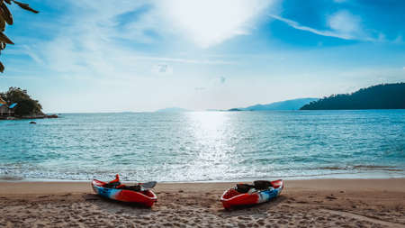 Kayak on the beach, Beautiful view of sea, Lipe Island,Thailandのeditorial素材