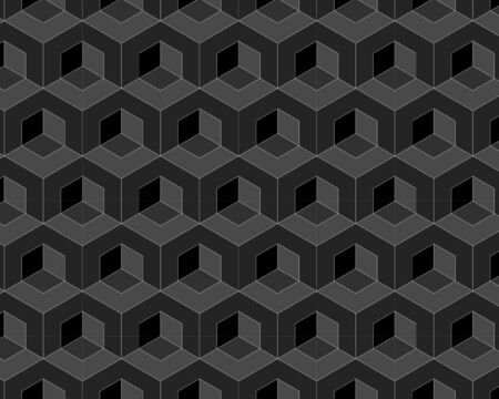 Black hexagon and square minimal pattern seamless backgroundのイラスト素材