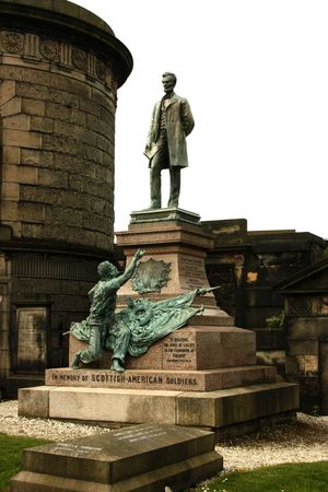 This memorial in the Old Calton Burial Ground in Edinburgh, Scotland was raised in remembrance of the Scottish American Soldiers who fought in the American Civil War. This is the only memorial dedicated to the American Civil War outside the USAの写真素材