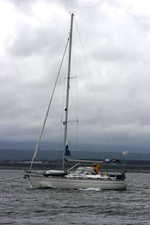 A yacht on the Moray Firth, Scotlandの写真素材