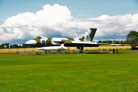 Vulcan Bomber with Blue Streak missile at East Fortune, Scotland. Blue Streak was to be the British nuclear deterrant in the 1960sの写真素材
