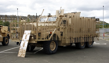 Mastiff Protected Patrol Vehicle (PPV).  Mastiff has three variants - Troop Carrier, Battlefield Ambulance and Command Post. Used by British Army のeditorial素材
