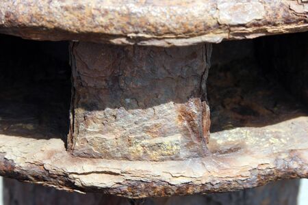 Section of an old capstan showing signs of corrosionの写真素材