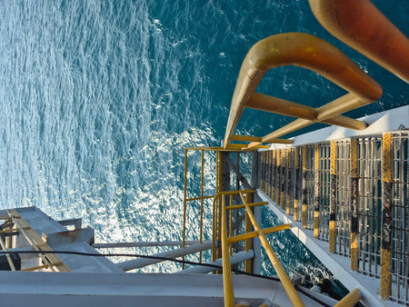 View from the deck of a cruise ship in the Mediterranean Sea.