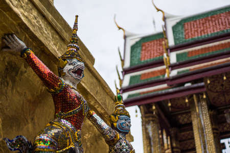 Giants statue at wat pra keaw in Bangkok Thailandの写真素材