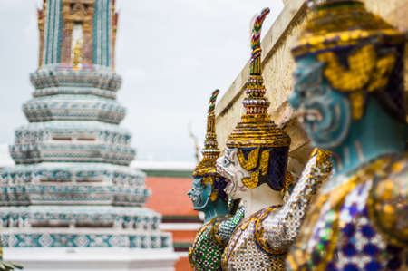 Giants statue at wat pra keaw in Bangkok Thailandの写真素材
