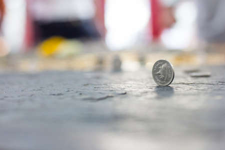 Predict, Cast lots with Thai coins の写真素材