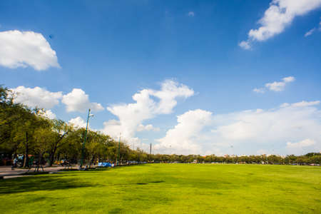 Blue sky with clouds and sun in bangkok, Thailandの写真素材