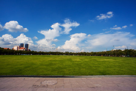Blue sky with clouds and sun in bangkok, Thailand