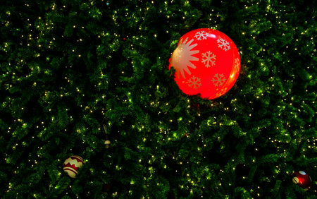 Christmas ornaments on the Christmas tree, Happy Merry Christmas