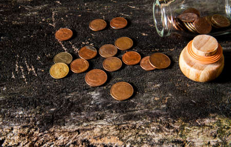 Fine art still life with coinsの写真素材