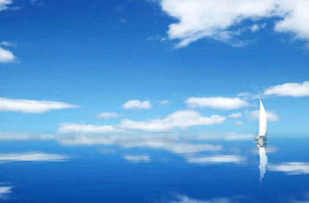 Clouds over blue sea with reflections.