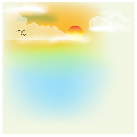 Sunset on the beach. Vector illustration. Eps 10. Nature background.のイラスト素材