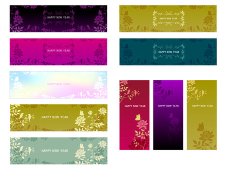 Set of horizontal banners with floral ornament for your design. Vector illustrationのイラスト素材