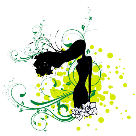 Beautiful girl silhouette with floral elements, vector illustration for your designのイラスト素材