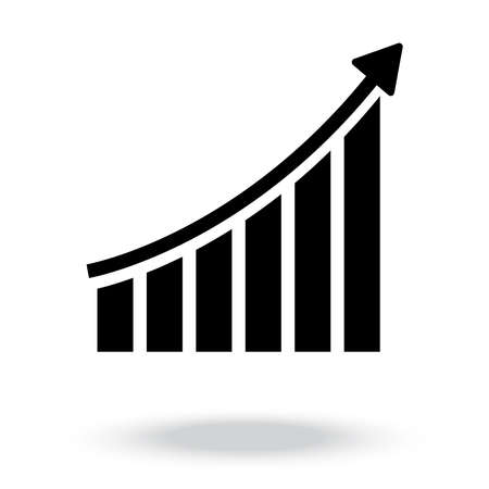 Growing bar graph icon vectorのイラスト素材