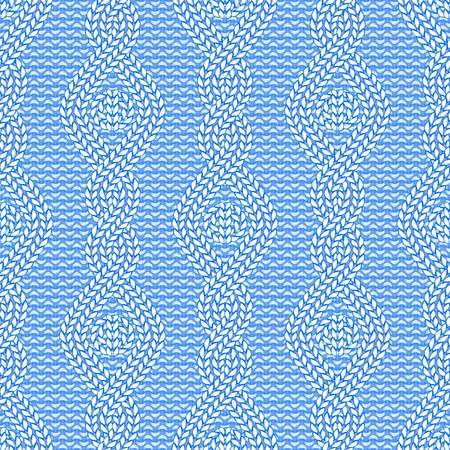 Vector illustration of knitted seamless pattern in blue colorsのイラスト素材