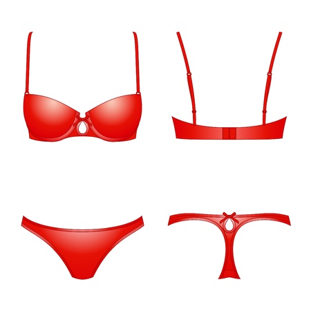 illustration of women s underwear in red colorのイラスト素材