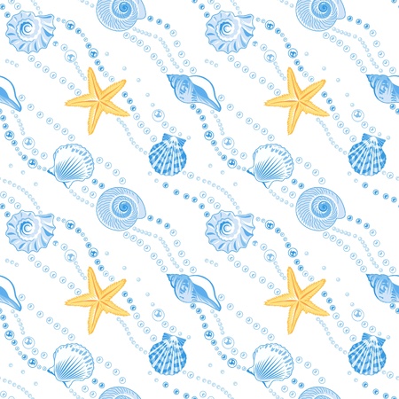 Vector illustration of seamless pattern with seashellsのイラスト素材