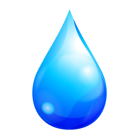 Vector illustration of a single blue shiny water dropのイラスト素材