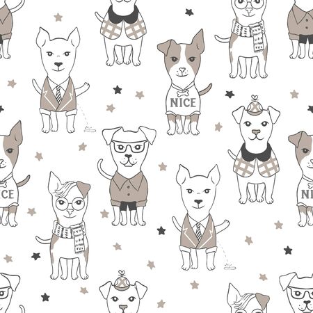 Seamless pattern with dogs for your design, textile, cards or wallpaper.のイラスト素材