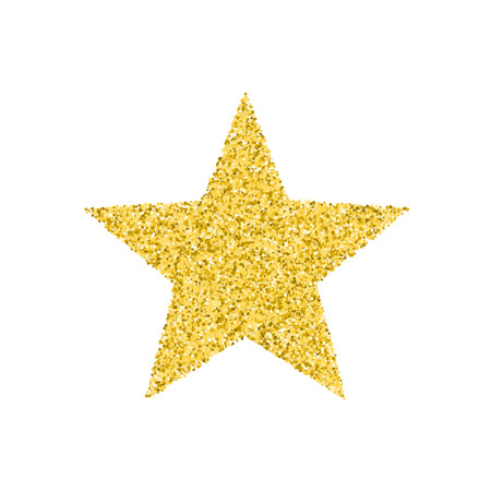 Glitter texture. Golden star. Vector illustration. Isolated on white background.のイラスト素材