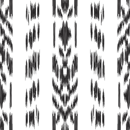 Ikat seamless pattern. Vector background. Black and white design for fashion textile prints, wallpapers, cards or wrapping papers.のイラスト素材
