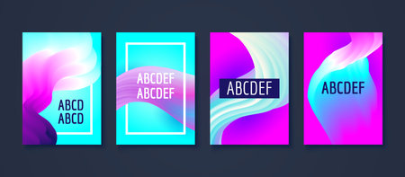 Abstract fluid gradient bright color covers set. For brochure leaflet flyer template card catalog.