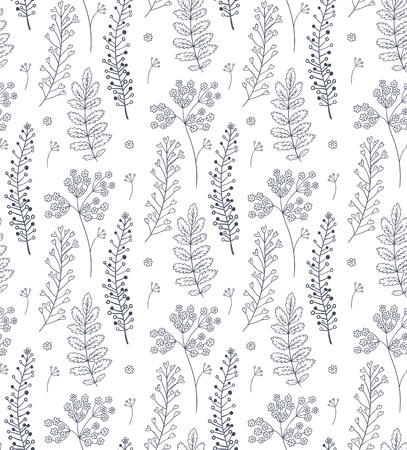 Seamless pattern with floral romantic elements. Vector illustration. Endless texture for season spring and summer design. Can be used for wallpaper, textile, gift wrap, greeting card background.の写真素材