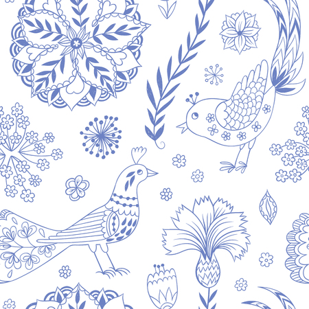 Seamless pattern with floral romantic elements. Vector illustration. Endless texture for season spring and summer design. Can be used for wallpaper, textile, gift wrap, greeting card background.のイラスト素材
