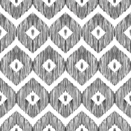 Black and white seamless pattern in ethnic style. Tribal vector background. Ikat chevron.の写真素材