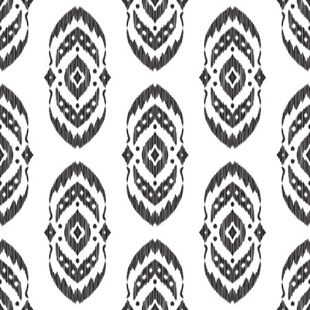 Ikat seamless pattern. Fancy textile design. Vector illustration in ethnic style.のイラスト素材