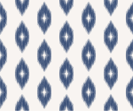 Ikat seamless pattern in ottoman style. Ethnic background. Blue and white texture. Vector illustration for fabric, wallpaper, card, wrapping paper, pillow cover, bed lining.の写真素材